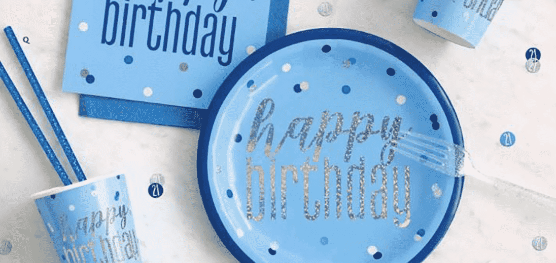 Blue Birthday Glitz Party Decorations.