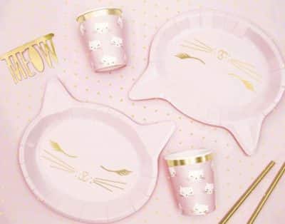 Meow Party Pink Cat Shaped Plates