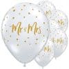 Mr & Mrs Gold Dots Diamond Clear Balloons