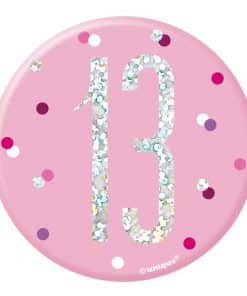 Pink Birthday Glitz Age 13 Badge