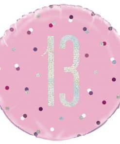 Pink Birthday Glitz Age 13 Foil Balloon