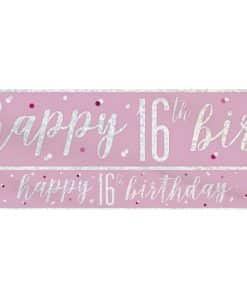 Pink Birthday Glitz Age 16 Banner