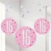 Pink Birthday Glitz Age 16 Hanging Swirls - 80cm
