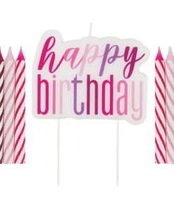 Pink Birthday Glitz Candles Set