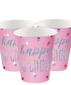 Pink Birthday Glitz Cups