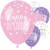 Pink Birthday Glitz Latex Balloons