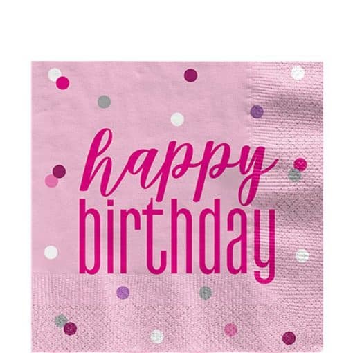 Pink Birthday Glitz Napkin