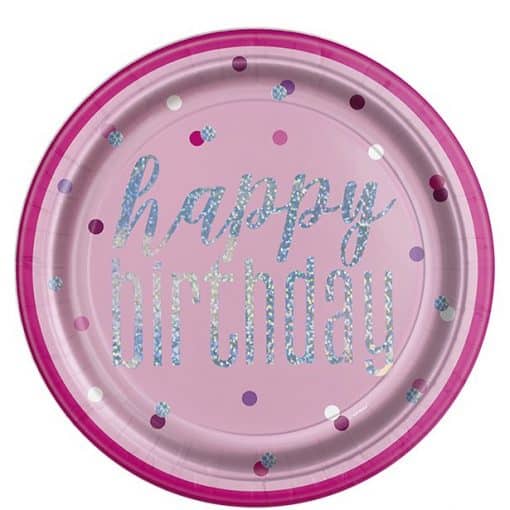 Pink Birthday Glitz Paper Plates