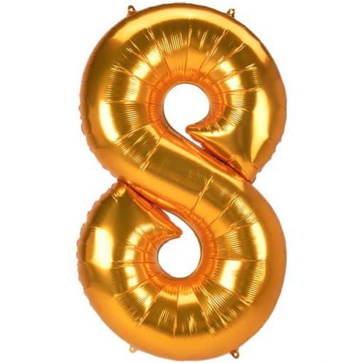 Gold Number 8 Balloon