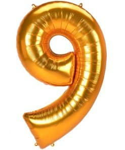 Gold Number 9 Balloon