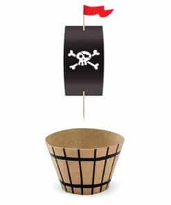Alternative view of Pirate 'Flag and Barrel' Cupcake Cases and Picks (Pk 6)