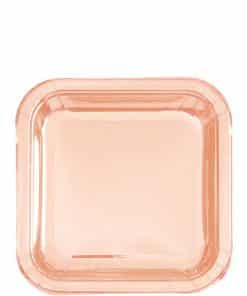 Rose Gold Square Foil Dessert Plates