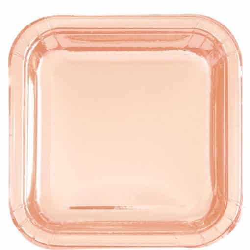 Rose Gold Square Foil Plates