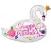 Beautiful Swan Happy Birthday Supershape Balloon