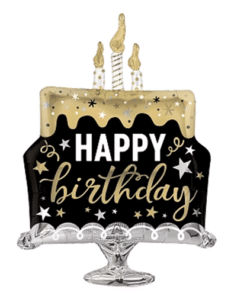 Giant Black & Gold Birthday Cake Balloon