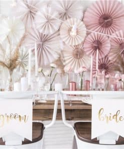 Bride & Groom Gold Metallic Chair Signs