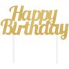 Happy Birthday Gold Glitter Cake Topper