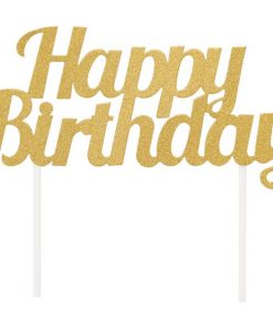 Happy Birthday Gold Glitter Cake Topper