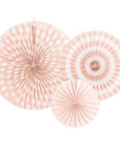 Alternative view of Light Pink Patterned Paper Fans (Pk 3)