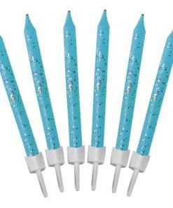Pale Blue Glitter Candles