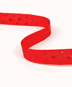 Red Foil Heart Satin Ribbon