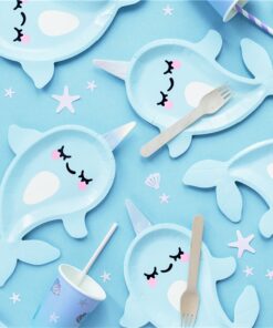 Alternative view of Narwhal Shaped Paper Plate - 18cm x 29cm (Pk 6)