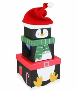 Penguin Christmas 3 Tier Stacking Gift Box