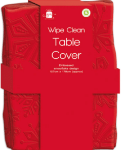 Red Reusable Wipe Clean Christmas Snowflake Tablecover