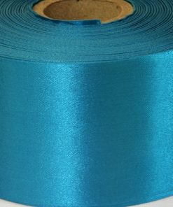 Aqua Turquoise Polyester Satin 10cm Wide Ribbon