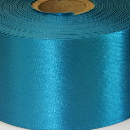 Aqua Turquoise Polyester Satin 10cm Wide Ribbon