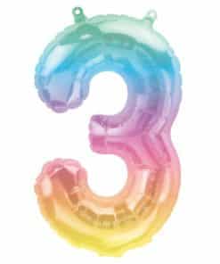 Pastel Ombre Number 3 Balloon