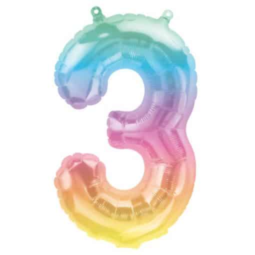 Pastel Ombre Number 3 Balloon