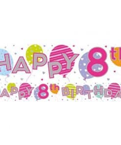 Balloons 8th Birthday Foil Banner