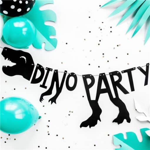 Dino Party Silhouette Banner