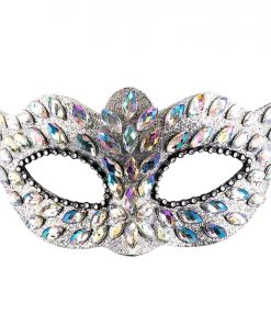Silver Masquerade Mask with Gems & Rhinestones