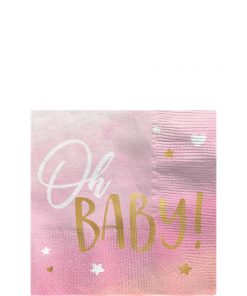 Oh Baby Pink Paper Beverage Napkins