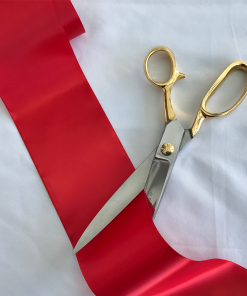 Large Ceremonial Scissors Plus 3m Red Ribbon, 12" Scissors, Wide Ribbon, Grand Opening Package