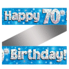 70th Birthday Blue Holographic Banner