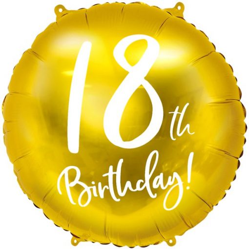 18th Birthday Gold Balloon - 18"