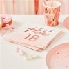 Hello 18 Rose Gold Foil Napkins