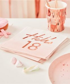 Hello 18 Rose Gold Foil Napkins