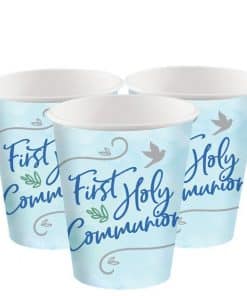 First Holy Communion Blue Paper Party Cups