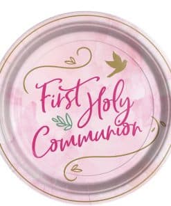 First Holy Communion Pink Paper Plates