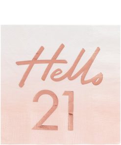 Alternative view of 21st Birthday Rose Gold Paper Napkins (Pk 16)
