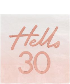 Hello 30 Rose Gold Foil Napkins