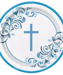 Religious Blue Themed Paper Plates