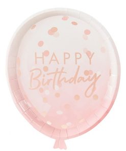 Rose Gold Balloon Paper Plates
