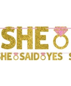 She Said Yes Glitter Letter Banner