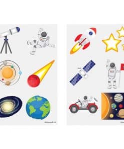 Sheet of Space Themed Temporary Tattoos
