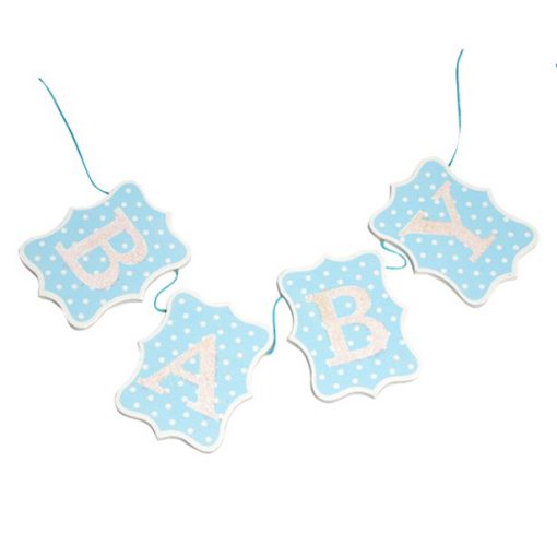 Baby Blue Wooden Baby Bunting Decoration